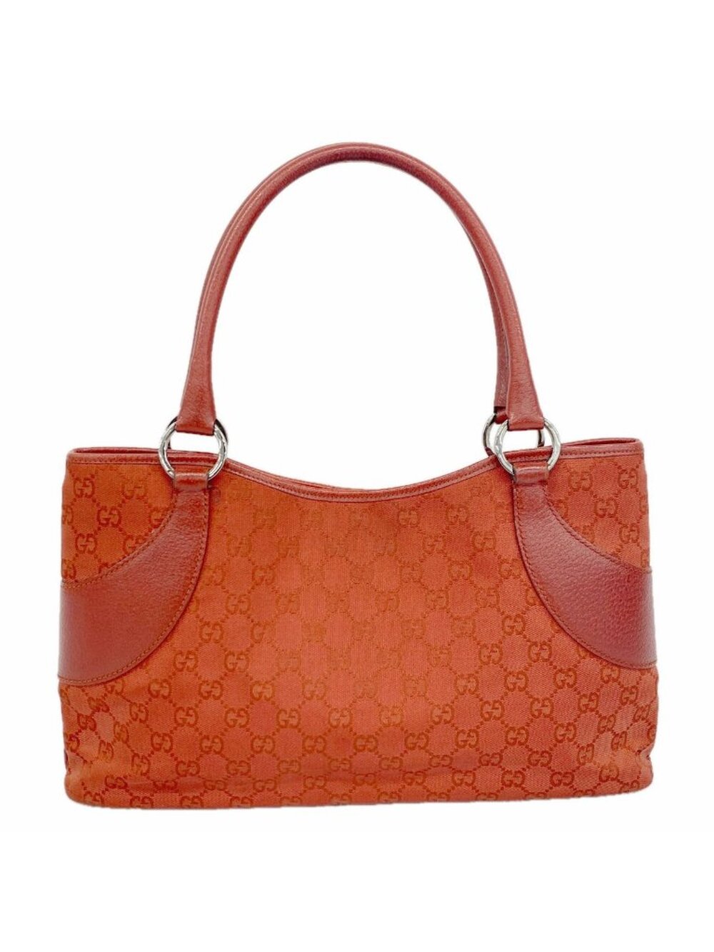 Gucci Tote Bag GG Canvas Red Silver